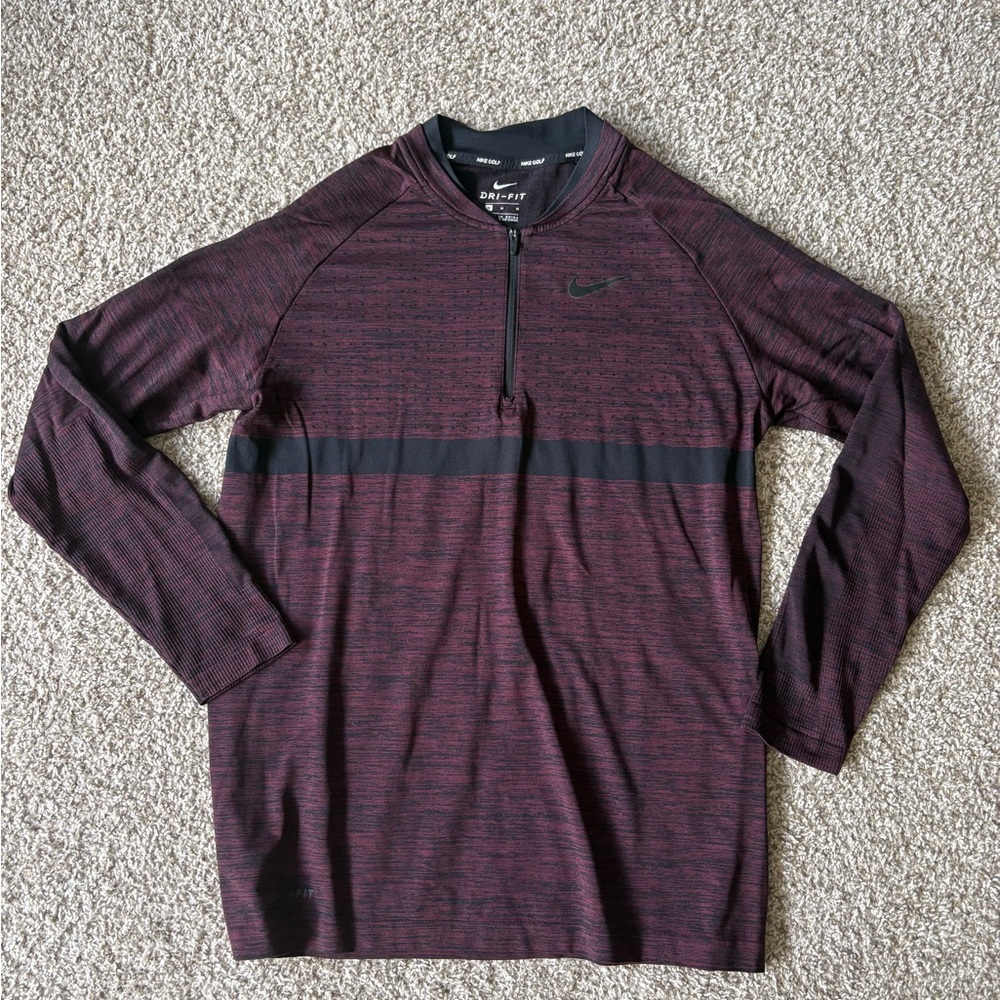 Nike Golf Maroon and Black Dri-Fit Pullover Quarter Zip